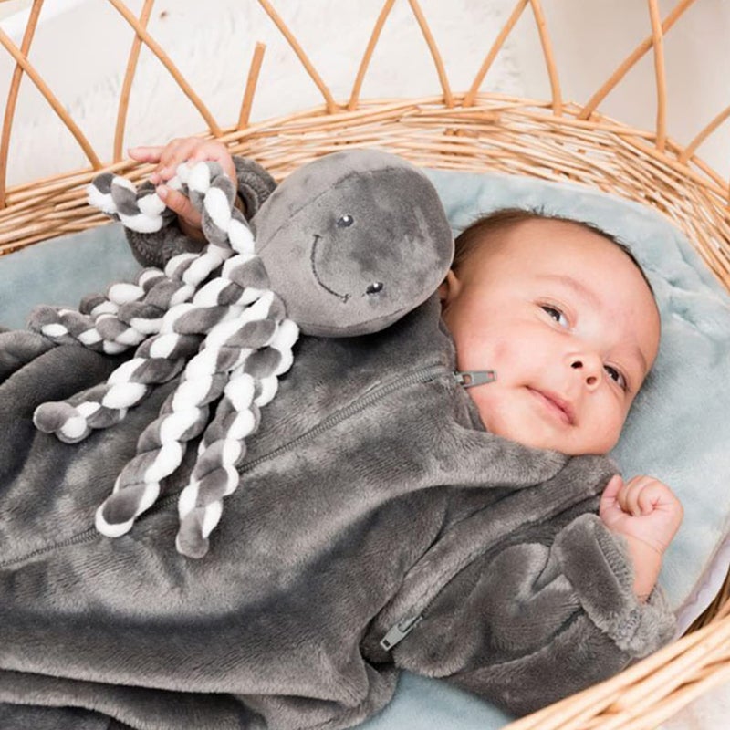 Nattou Lapidou - Piu Piu Octopus Plush Toy for Newborn Babies  Comforting  Soothes for Sleep - Grey & White - Image 5